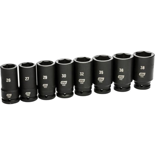 Jeu de douilles SAE &agrave; 6 pans, 8 Mcx, Chocs, Prise de 3/4", Profond Rideout Tool & Machine Inc.