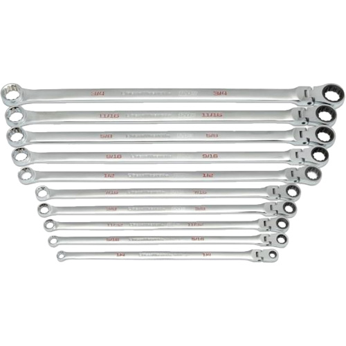 Jeu de cl&eacute;s Gearbox &agrave; t&ecirc;te flexible XL et cannelure universelle 120XP, Cl&eacute; polygonale, 10 morceaux, Imp&eacute;rial Rideout Tool & Machine Inc.