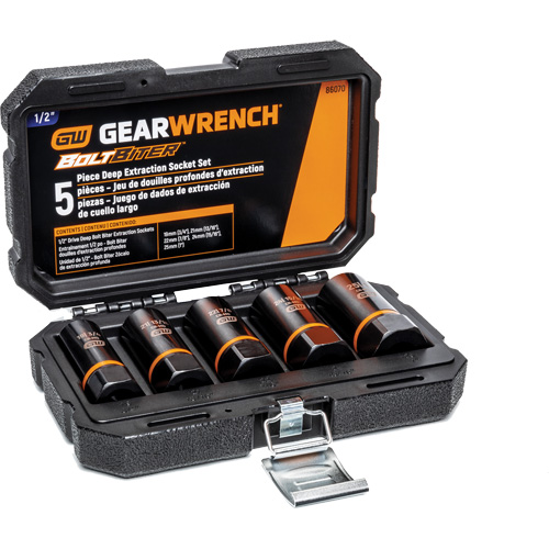 Bolt Biter Extraction Socket Set, 5 Pcs, Impact, 1/2" Drive Size, Deep Rideout Tool & Machine Inc.