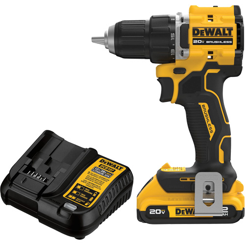 ATOMIC COMPACT SERIES Brushless Cordless Drill/Driver Kit, Lithium-Ion, 20 V, 1/2" Chuck Rideout Tool & Machine Inc.