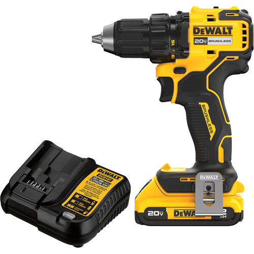 Brushless Cordless Drill/Driver Kit, Lithium-Ion, 20 V, 1/2" Chuck Rideout Tool & Machine Inc.