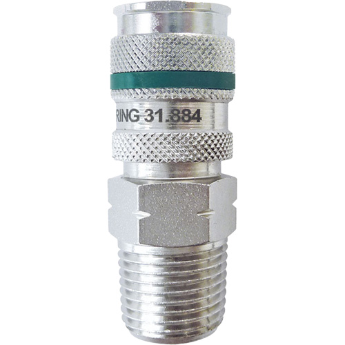 QUIKSILVER Ultraflo 7.8 mm Quick Coupler, Zinc-Plated Steel, 1/2", Male NPT, 362 PSI Rideout Tool & Machine Inc.