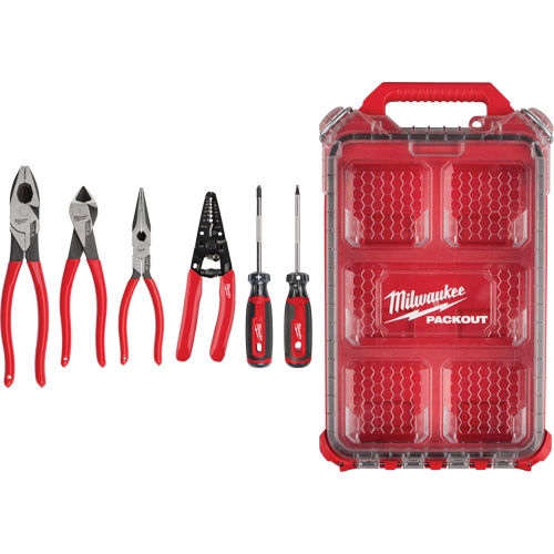 Ensemble de pinces &agrave; prise gain&eacute;e, pince &agrave; d&eacute;nuder et tournevis &agrave; prise coussin&eacute;e avec organisateur PACKOUT Rideout Tool & Machine Inc.