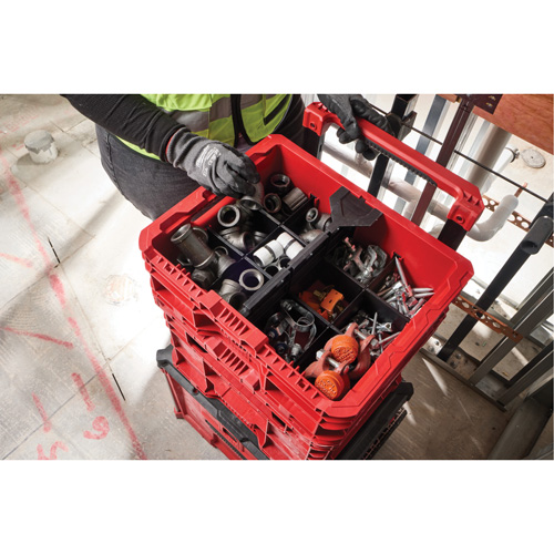 PACKOUT Low-Profile Crate, 15" x 18-5/8" x 6-5/8", Black/Red Rideout Tool & Machine Inc.