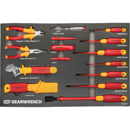 Jeu d'outils VDE isol&eacute;s, 1000 V, 72 M Rideout Tool & Machine Inc.