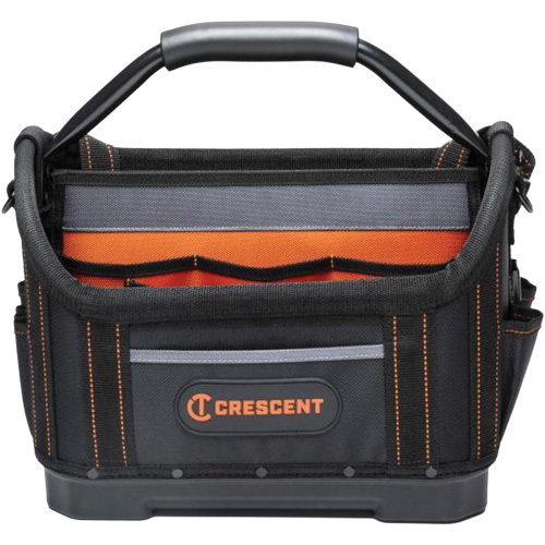 14" Tradesman Open Top Tool Bag, 1680 Denier/Polyester, 25 Pockets, Black/Grey/Orange Rideout Tool & Machine Inc.