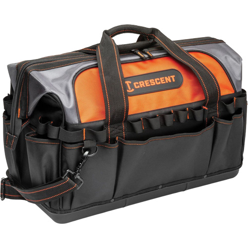 20" Contractor Tool Bag, 1680 Denier/Polyester, 31 Pockets, Black/Grey/Orange Rideout Tool & Machine Inc.