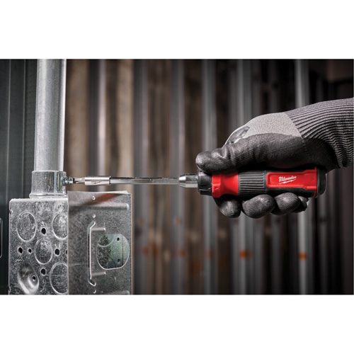 Tournevis &agrave; cliquet 14-en-1 &agrave; embouts multiples avec porte-embout de 1/4", 10-11/100" lo, Prise Coussin&eacute;e Rideout Tool & Machine Inc.