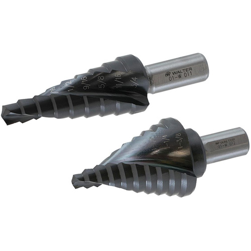 Multi-Step Drill Bit, 1/4" - 1-3/8" , 1/8" Increments, High Speed Steel Rideout Tool & Machine Inc.