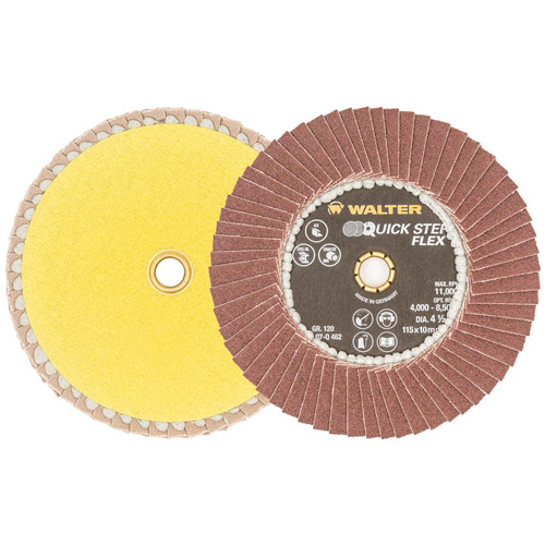 Disque &agrave; lamelles QUICK-STEP FLEX, 4-1/2" x Type 29, Grain 120, Oxyde d'aluminium Rideout Tool & Machine Inc.