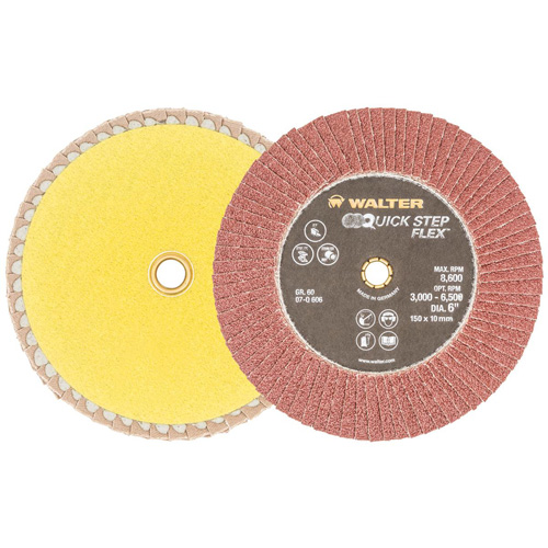 Disque &agrave; lamelles QUICK-STEP FLEX, 6" x Type 29, Grain 60, Oxyde d'aluminium Rideout Tool & Machine Inc.