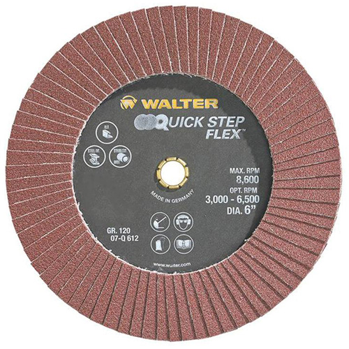 Disque &agrave; lamelles QUICK-STEP FLEX, 6" x Type 29, Grain 120, Oxyde d'aluminium Rideout Tool & Machine Inc.