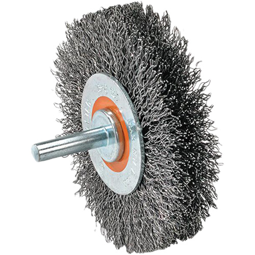 Mounted Wire Brush, 1-3/8" Dia., 0.008" Fill, 1-1/4" Arbor Rideout Tool & Machine Inc.