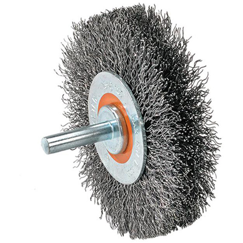 Mounted Crimped Wire Wheel, 3" Dia., 0.0118" Fill Rideout Tool & Machine Inc.