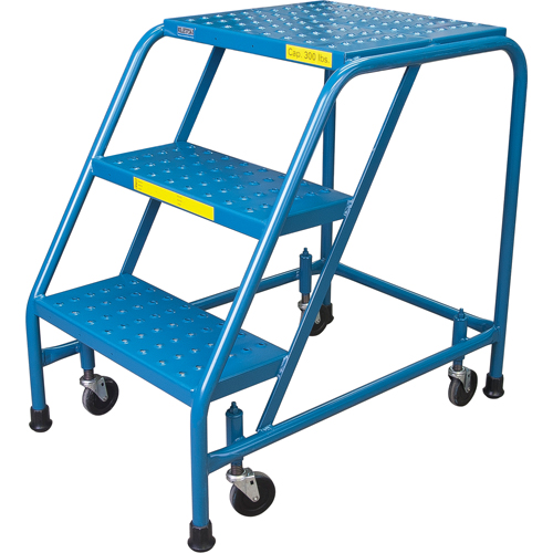 Rolling Step Ladder, 3 Steps, 18" Step Width, 28" Platform Height, Steel Rideout Tool & Machine Inc.