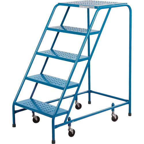 Escabeau roulant, 5 marches, Largeur de la marche 18", Hauteur de la plateforme 46", Acier Rideout Tool & Machine Inc.