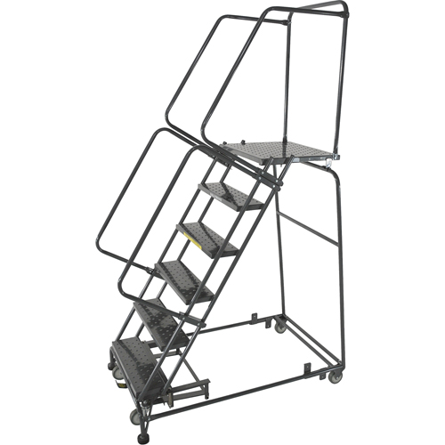 Weight Actuated Lockstep Rolling Ladders, 8 Steps, 24" Step Width, 80" Platform Height, Steel Rideout Tool & Machine Inc.