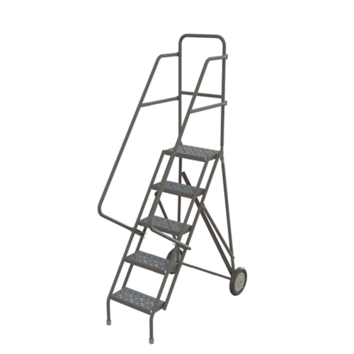 Steel Rolling Ladder, 5 Steps, 16" Step Width, 50" Platform Height, Steel Rideout Tool & Machine Inc.