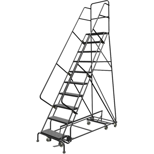 All Directional Rolling Ladder, 10 Steps, 24" Step Width, 100" Platform Height, Steel Rideout Tool & Machine Inc.