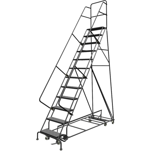 All Directional Rolling Ladder, 12 Steps, 24" Step Width, 120" Platform Height, Steel Rideout Tool & Machine Inc.