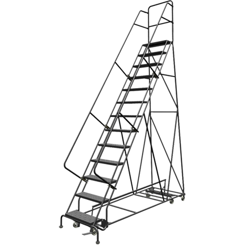 All Directional Rolling Ladder, 13 Steps, 24" Step Width, 130" Platform Height, Steel Rideout Tool & Machine Inc.
