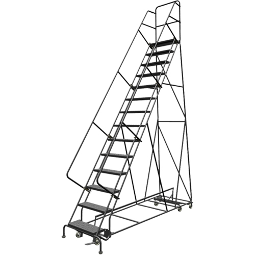 All Directional Rolling Ladder, 14 Steps, 24" Step Width, 140" Platform Height, Steel Rideout Tool & Machine Inc.
