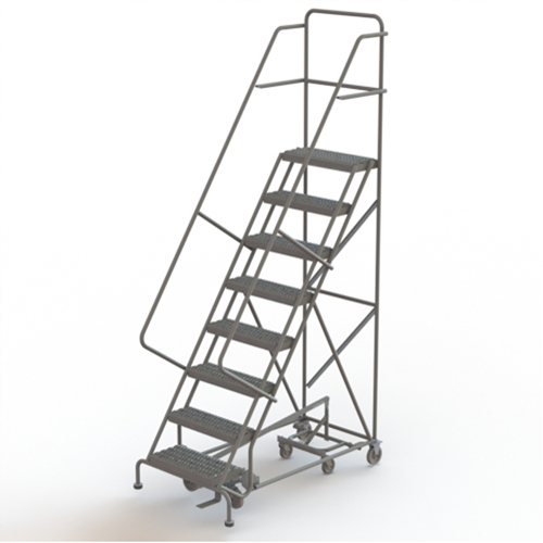 All Directional Rolling Ladder, 8 Steps, 24" Step Width, 80" Platform Height, Steel Rideout Tool & Machine Inc.