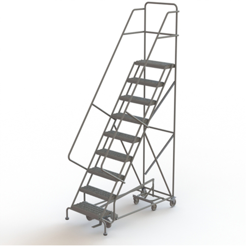 All Directional Rolling Ladder, 9 Steps, 24" Step Width, 90" Platform Height, Steel Rideout Tool & Machine Inc.