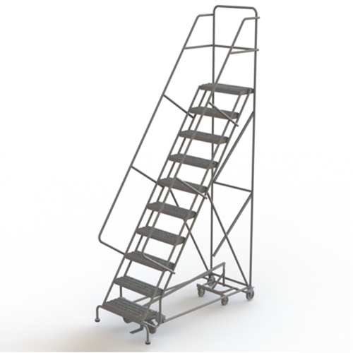 All Directional Rolling Ladder, 10 Steps, 24" Step Width, 100" Platform Height, Steel Rideout Tool & Machine Inc.