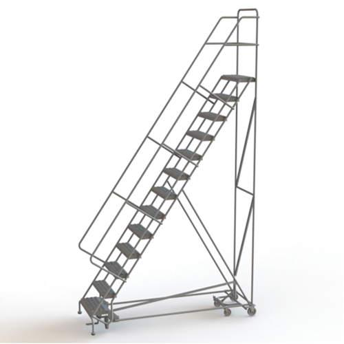 All Directional Rolling Ladder, 13 Steps, 24" Step Width, 130" Platform Height, Steel Rideout Tool & Machine Inc.
