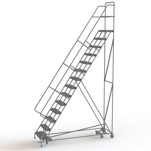 All Directional Rolling Ladder, 14 Steps, 24" Step Width, 140" Platform Height, Steel Rideout Tool & Machine Inc.