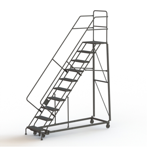Heavy Duty Safety Slope Ladder, 10 Steps, Serrated, 50° Incline, 100" High Rideout Tool & Machine Inc.