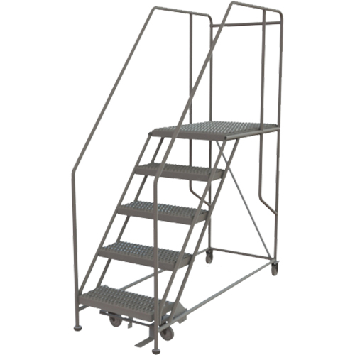 Mobile Work Platform, Steel, 5 Steps, 50" H, 35" D, 24" Step, Serrated Rideout Tool & Machine Inc.