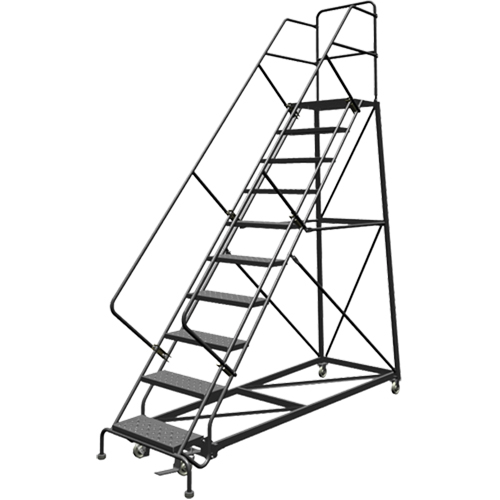 Safety Slope Rolling Ladder, 10 Steps, Perforated, 50° Incline, 100" High Rideout Tool & Machine Inc.