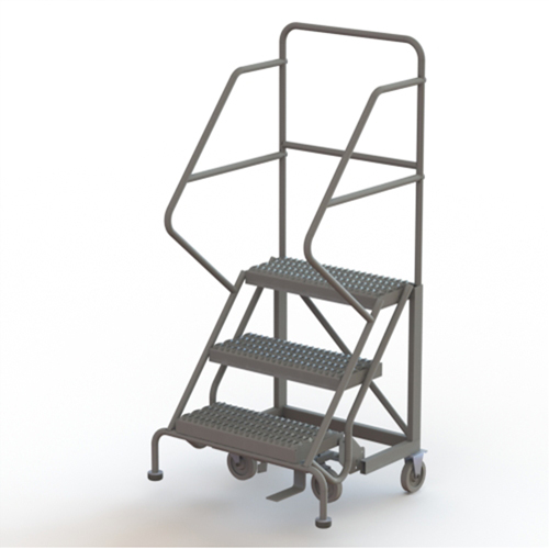 Safety Slope Rolling Ladder, 3 Steps, Serrated, 50° Incline, 30" High Rideout Tool & Machine Inc.