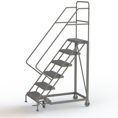Safety Slope Rolling Ladder, 6 Steps, Serrated, 50° Incline, 60" High Rideout Tool & Machine Inc.