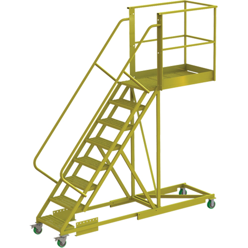 &eacute;chelle roulante en porte-&agrave;-faux, Renforc&eacute;, 8 marches, Profondeur de la plateforme 40", Hauteur de la plateforme 80" Rideout Tool & Machine Inc.