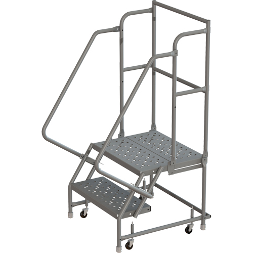 Escabeaux roulants &agrave; dessus profond, 2 marches, Largeur de la marche 16", Hauteur de la plateforme 20", Acier Rideout Tool & Machine Inc.