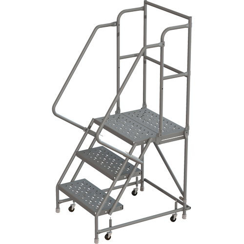 Escabeaux roulants &agrave; dessus profond, 3 marches, Largeur de la marche 16", Hauteur de la plateforme 30", Acier Rideout Tool & Machine Inc.
