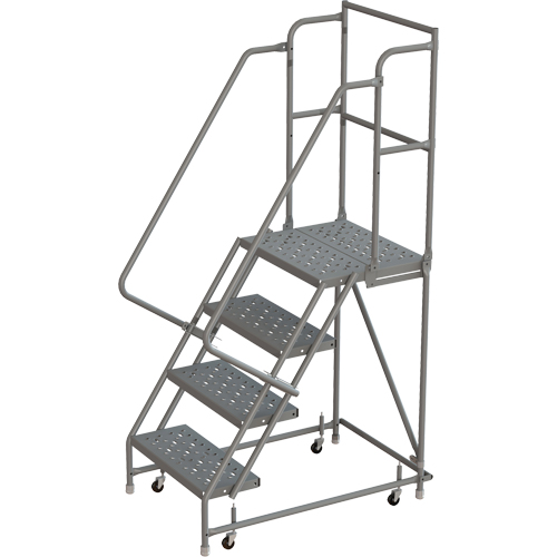 Deep Top Step Rolling Ladder, 4 Steps, 16" Step Width, 40" Platform Height, Steel Rideout Tool & Machine Inc.