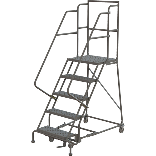 Deep Top Step Rolling Ladder, 5 Steps, 24" Step Width, 50" Platform Height, Steel Rideout Tool & Machine Inc.