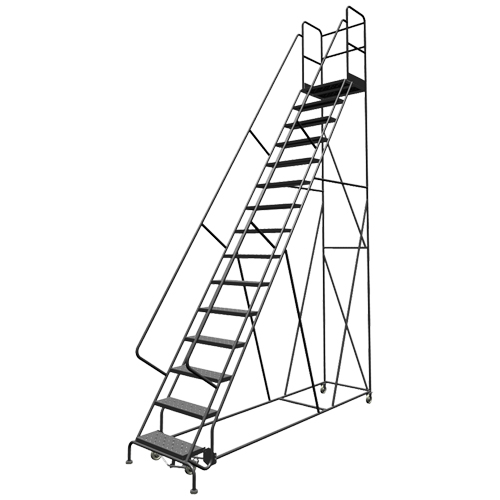 Deep Top Step Rolling Ladder, 15 Steps, 24" Step Width, 150" Platform Height, Steel Rideout Tool & Machine Inc.