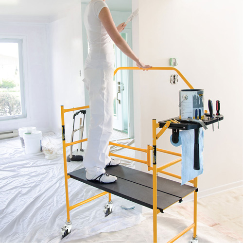 Jobsite Series 4' Safety Rail & Tool Shelf Scaffold Kit, Steel Frame, 49-1/2" D x 57-3/4" H Rideout Tool & Machine Inc.