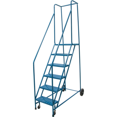 Rolling Step Ladder, 6 Steps, 18" Step Width, 55" Platform Height, Steel Rideout Tool & Machine Inc.