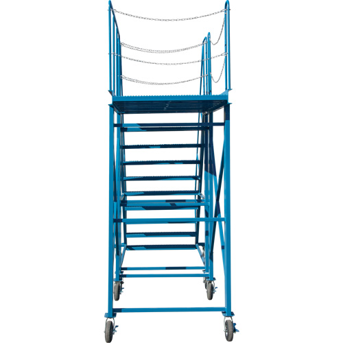 Snow Ladder, Steel, 10 Steps, 99" H, 85-1/2" D, 48" Step, Serrated Rideout Tool & Machine Inc.