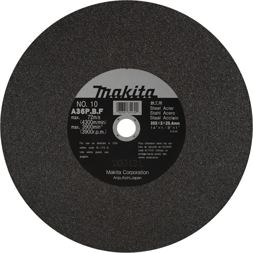 Meules pour la coupe des m&eacute;taux, 14" x 1/8", Arbre de 1", Oxyde d'aluminium, 3900 Tr/min Rideout Tool & Machine Inc.