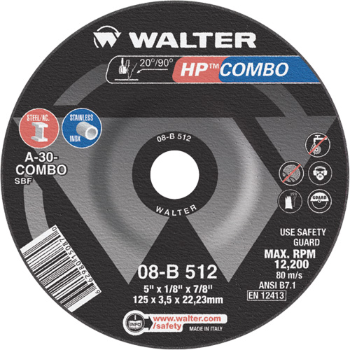 HP Combo Depressed Center Combination Wheel, 5" x 1/8", 7/8" Arbor, Type 27 Rideout Tool & Machine Inc.