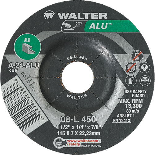 Aluminium Depressed Centre Grinding Wheels, 4-1/2" x 1/4", 7/8" Arbor, Type 27 Rideout Tool & Machine Inc.