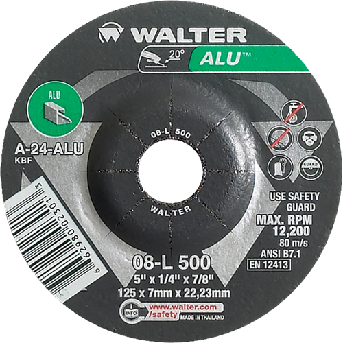 Aluminium Depressed Centre Grinding Wheels, 5" x 1/4", 7/8" Arbor, Type 27 Rideout Tool & Machine Inc.