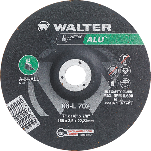 Depressed Centre Grinding Wheels - Aluminium Type 27, 7" x 1/8", 7/8" Arbor, Type 27 Rideout Tool & Machine Inc.